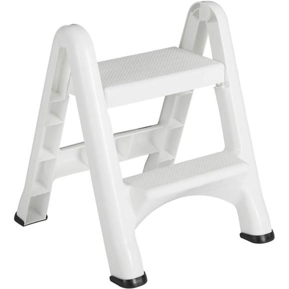 Two-Step Folding Foot Stool, 14-Inch High, White, 300 Pound Capacity, Small